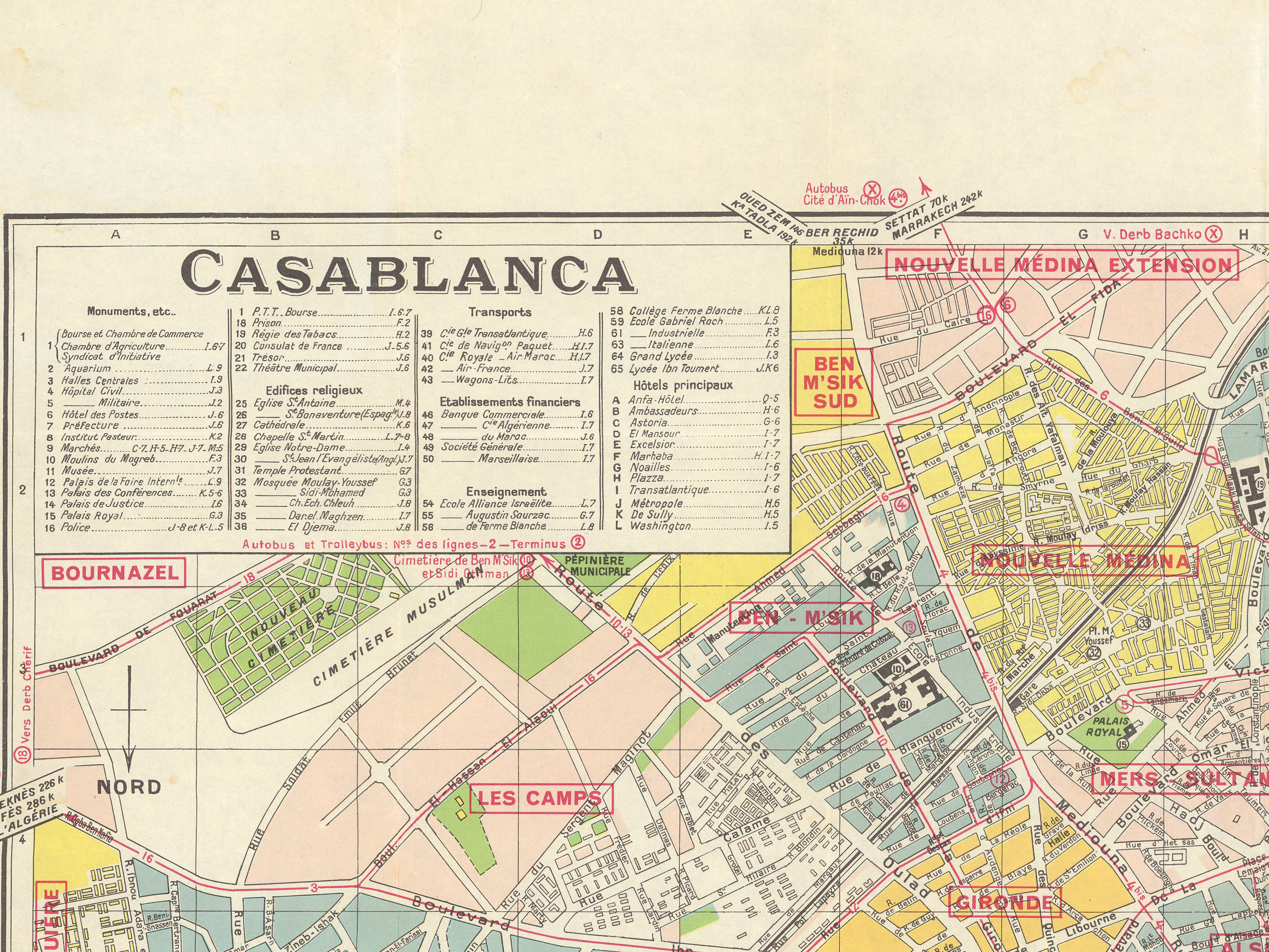 Carte Ancienne De Casablanca 1941 - Décoration Murale Art Maroc Vintage