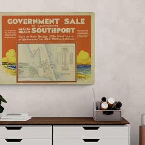 Main Beach Southport Gold Coast Estate Mapa Vintage 1923 Calles Mapa antiguo Impresión antigua Cartel pared Arte Sundale Bridge Retro Decoración del hogar Regalo