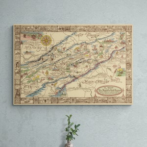 Vintage Karte Appalachian Region 1950 alte Karte Antik West Virginia Print Appalachia Mountains Poster Wand Kunst Retro Wohnkultur Geschenk