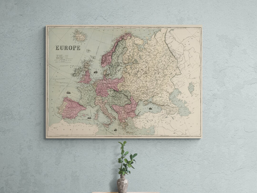 Vintage Europe Map 1873: Antique German Empire Atlas Poster - Etsy