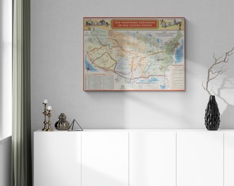 1958年ヴィンテージ西部開拓地図：アメリカ史教室用ポスター - Etsy 日本