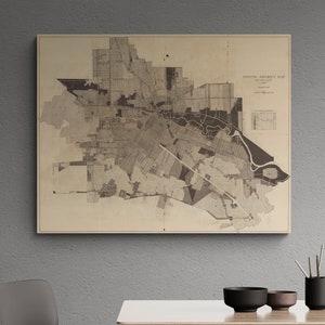 Bestemmingskaart Houston 1947 Texas Vintage Planning Geschiedenis District Straten Oude Kaart Antieke Print Landgebruik Poster Wall Art Retro Home Decor Cadeau