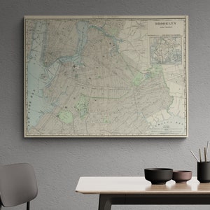 Impression de carte de Brooklyn de 1903 : Atlas Rand McNally antique, décoration d&#39;intérieur rétro