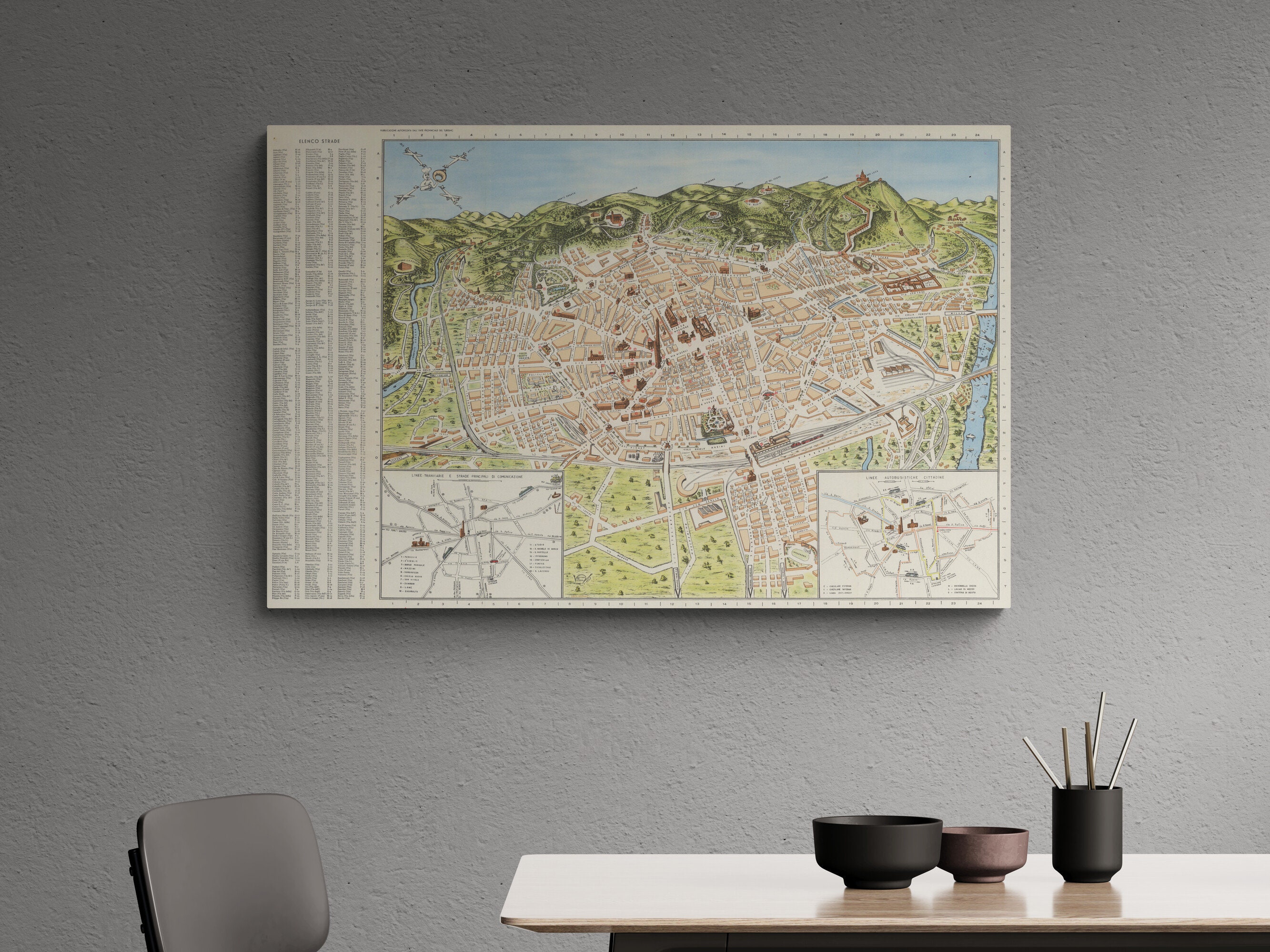 ヴィンテージ ボローニャ イタリア地図プリント: 1953年アンティーク