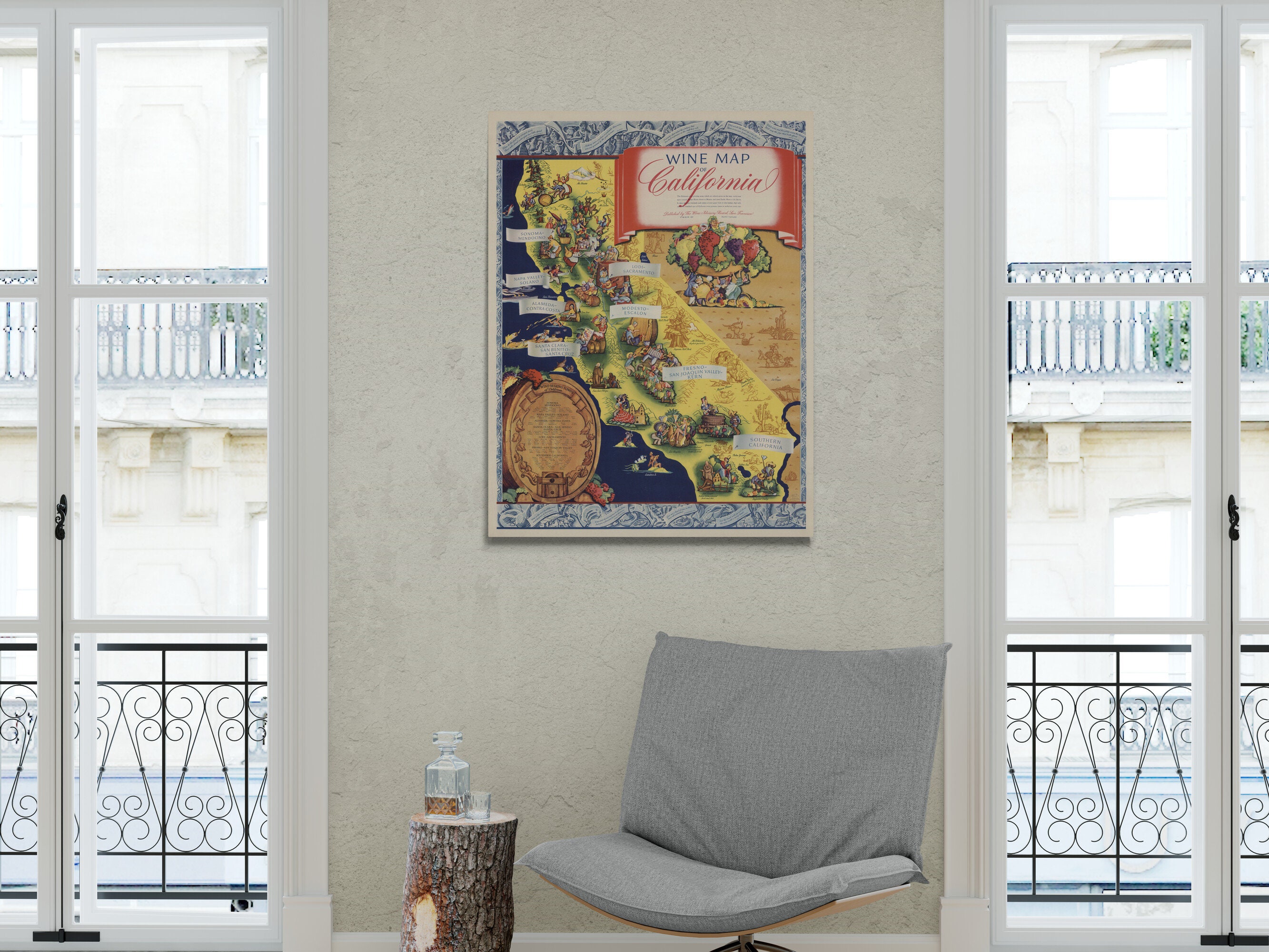 Vintage California Wine Map Print: 1935 Napa & Sonoma History Poster - Etsy