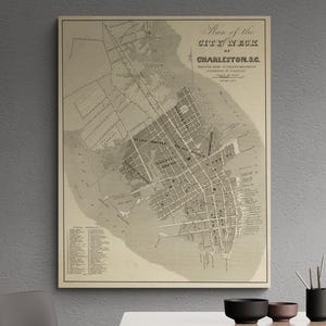 Vintage Charleston SC Map 1844 - Antique American Lithograph Print, Old USA City Map Poster, Historic Wall Art, Retro Home Decor, Gift Idea