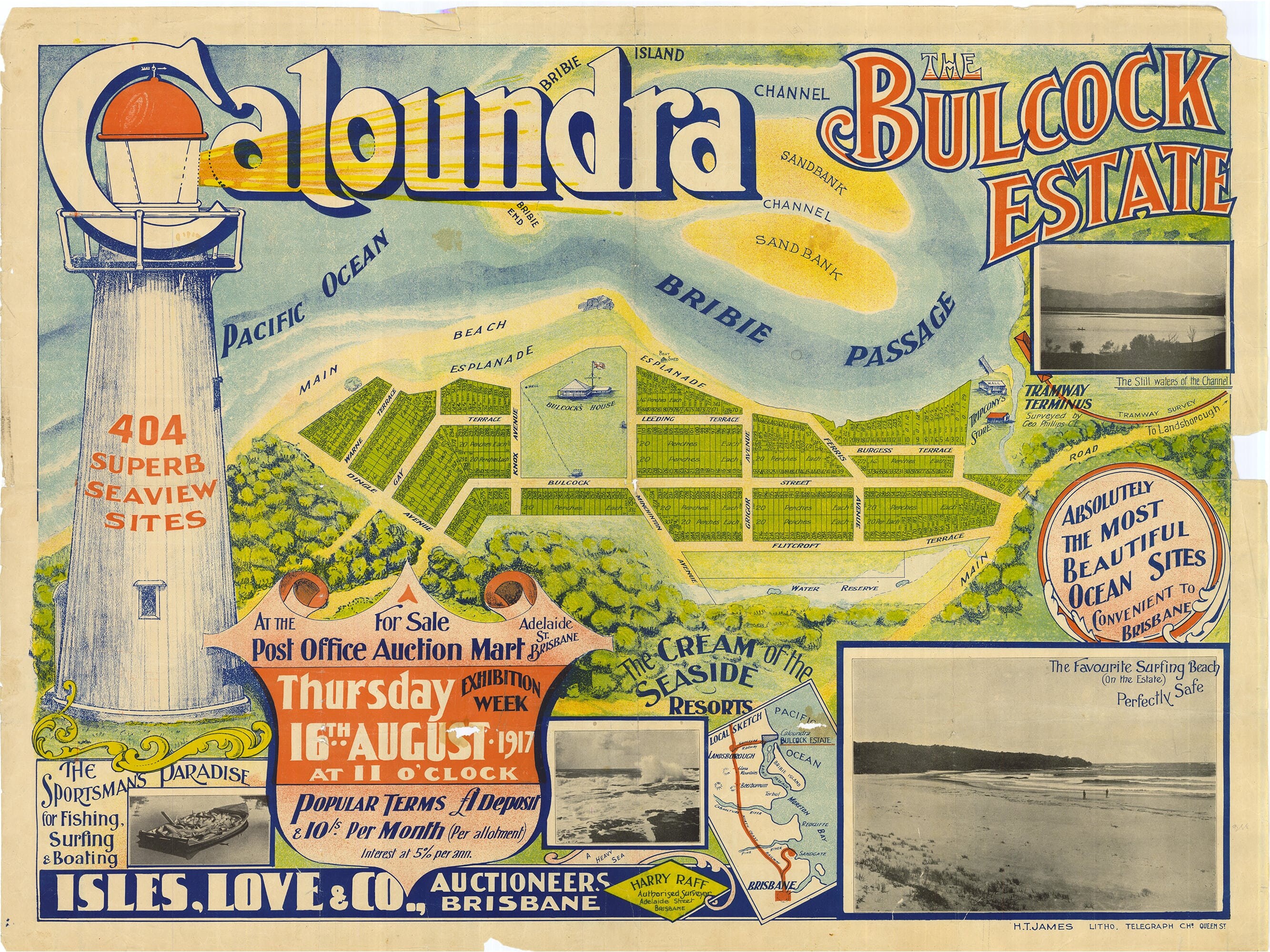 Vintage Caloundra Map Print: 1917 Bulcock Estate, Sunshine Coast - Etsy ...