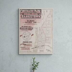 Bankstown Vintage Map 1910 Straßen Greenacre Park Sydney Alte Karte Antiker Druck Plakat Wand Kunst Retro Wohnkultur Geschenk