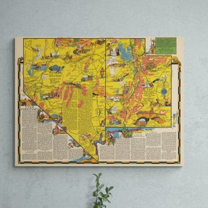 Vintage Utah und Nevada Karte 1941 Alte Bildhafte Karte Antike illustrierte Romantische Geschichte Druck Klassenzimmer Poster Wand Kunst Retro Dekor Geschenk