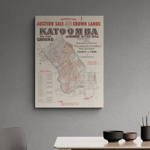 Katoomba Blue Mountains Sydney Vintage Estate Kaart 1895 Stratenplan Straten Antieke Print Poster Wall Art Retro Home Decor Cadeau