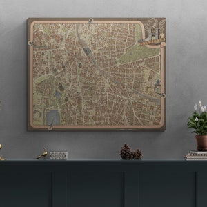 Vintage Landkarte Hannover 1955 von der Vogelperspektive Straßenansicht Straßen Karte Landkarte Wand Kunst Retro Wohndeko Geschenk