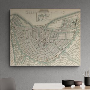 Carte vintage d'Amsterdam 1835 Hollande Pays-Bas histoire Noli Design urbain carte des rues affiche café art mural rétro salle de classe décoration d'intérieur cadeau