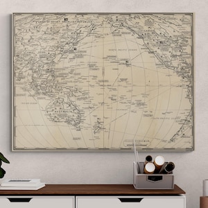 Vintage 1942 Pacific War Map | Antique WWII Military Print | World War 2 History Poster | Retro War Art | Conflict Map | Home Decor Gift