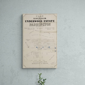 Underwood Stückzahl Vintage Landkarte 1875 Paddington Sydney Straßen Alte Karte Druck Poster Wand Kunst Retro Wohnkultur Geschenk