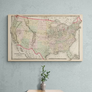 Vintage USA Map Poster: 1874 Antique American History Atlas Print