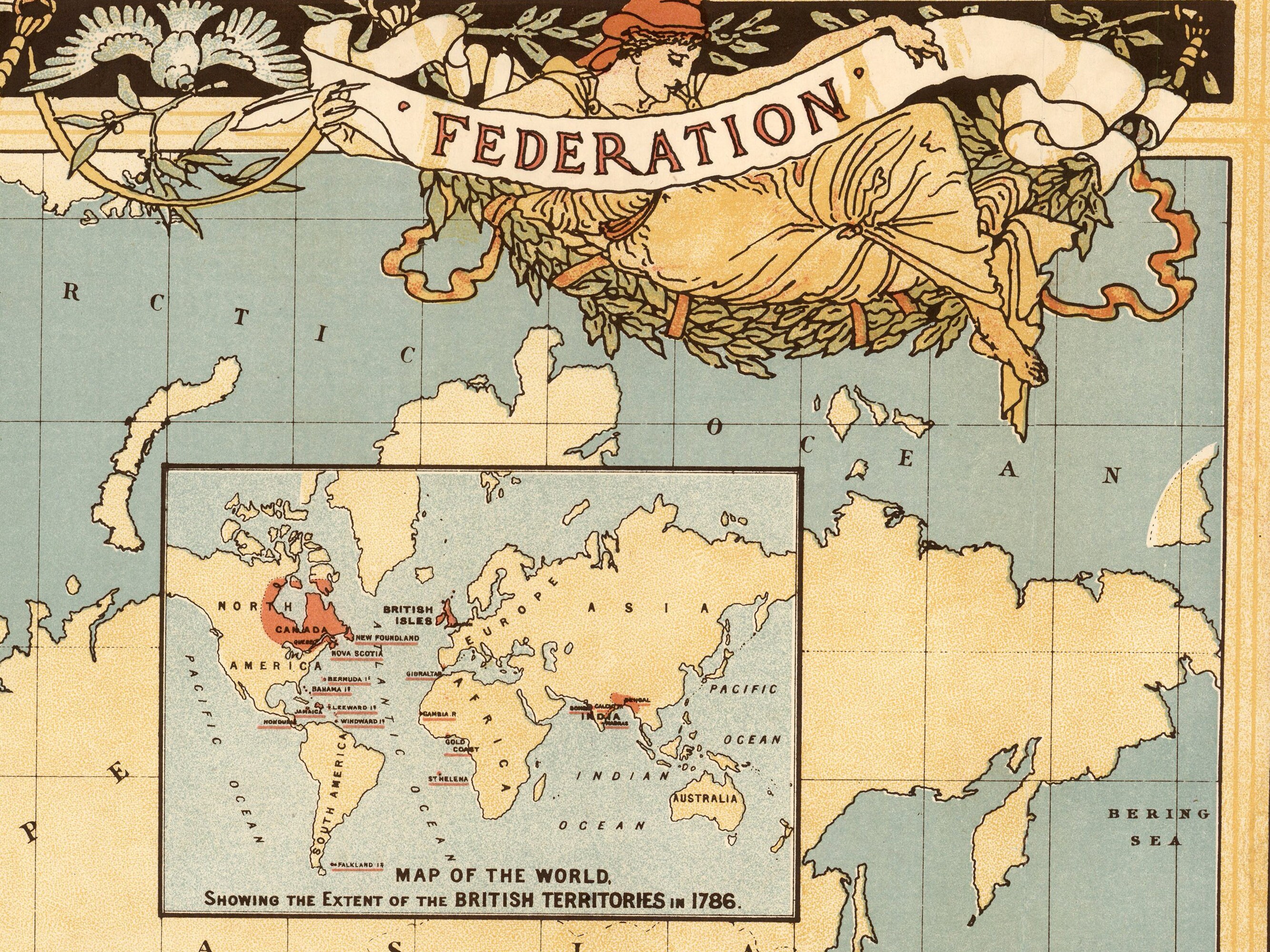 ヴィンテージ大英帝国地図プリント：1886年アンティーク世界地図