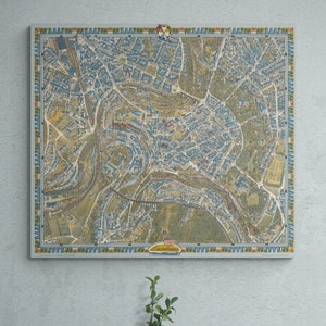 Luxemburg Karte Vintage 1961 Vogelaugen-Ansicht Alte europäische Karte antikes illustriertes Druck-Plakat-Wand-Kunst-Retro Wohnkultur-Geschenk
