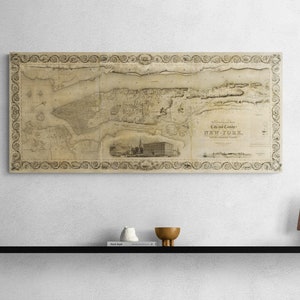 Ancienne carte topographique de New York 1836 Manhattan histoire paysage carte des rues affiche café art mural rétro salle de classe décoration d'intérieur cadeau