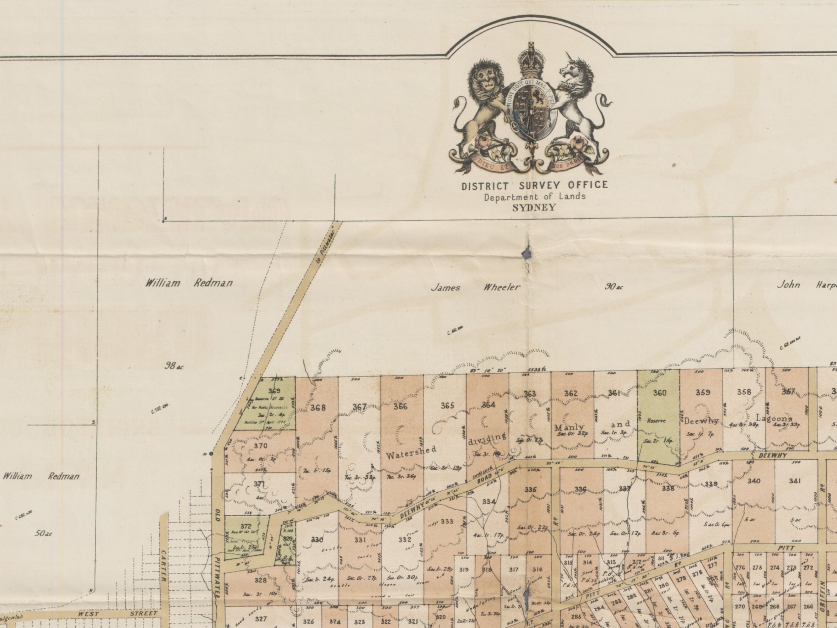 Vintage Map Manly Sydney Estate Sales Map 1886 Cove Freshwater Queenscliff Curl Curl Harbord