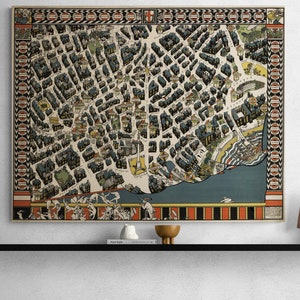 Vintage Karte von London Theater Viertel 1915 Theater Land Illustriert Vogelschau bildliche Straßen Karte Plakat Cafe Wandkunst
