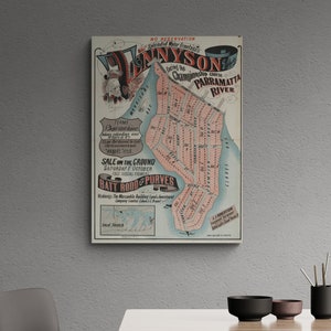 Tennyson Point Sydney Vintage Landkarte 1887 Morrisons Bay Gladesville Straßen Alte Karte Antiker Druck Poster Wand Kunst Retro Wohnkultur Geschenk