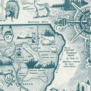 Vintage 1954 environmental poster depicts a colorful map of Oregon with emphasis on keeping the state green. Features Portland and iconic beaver symbol. Retro wall art representing Oregon's conservation efforts. Perfect for nostalgic home decor