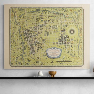 Carte de Tucson en Arizona vintage 1943 - Poster imprimé antique pictural des États-Unis - Art mural rétro sud-ouest - Carte de la vieille ville, cadeau de décoration d'intérieur
