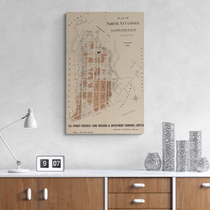 North Annandale Vintage Landkarte 1900 Roselle Bay Glebe Küstenstadt Sydney Old Map Antiker Druck Plakat Wand Kunst Retro Wohnkultur Geschenk