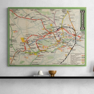 Tube Map London Underground Railways 1912 Old Tube Map Antique Print Transport Poster Vintage Wall Art Retro England History Home Decor