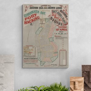 Vintage Landkarte Cronulla Sydney 1900 Landgut Verkauf Gunnamatta Bay Port Hacking Streets Karte Antiker Druck Poster Wand Kunst Retro Wohnkultur Geschenk