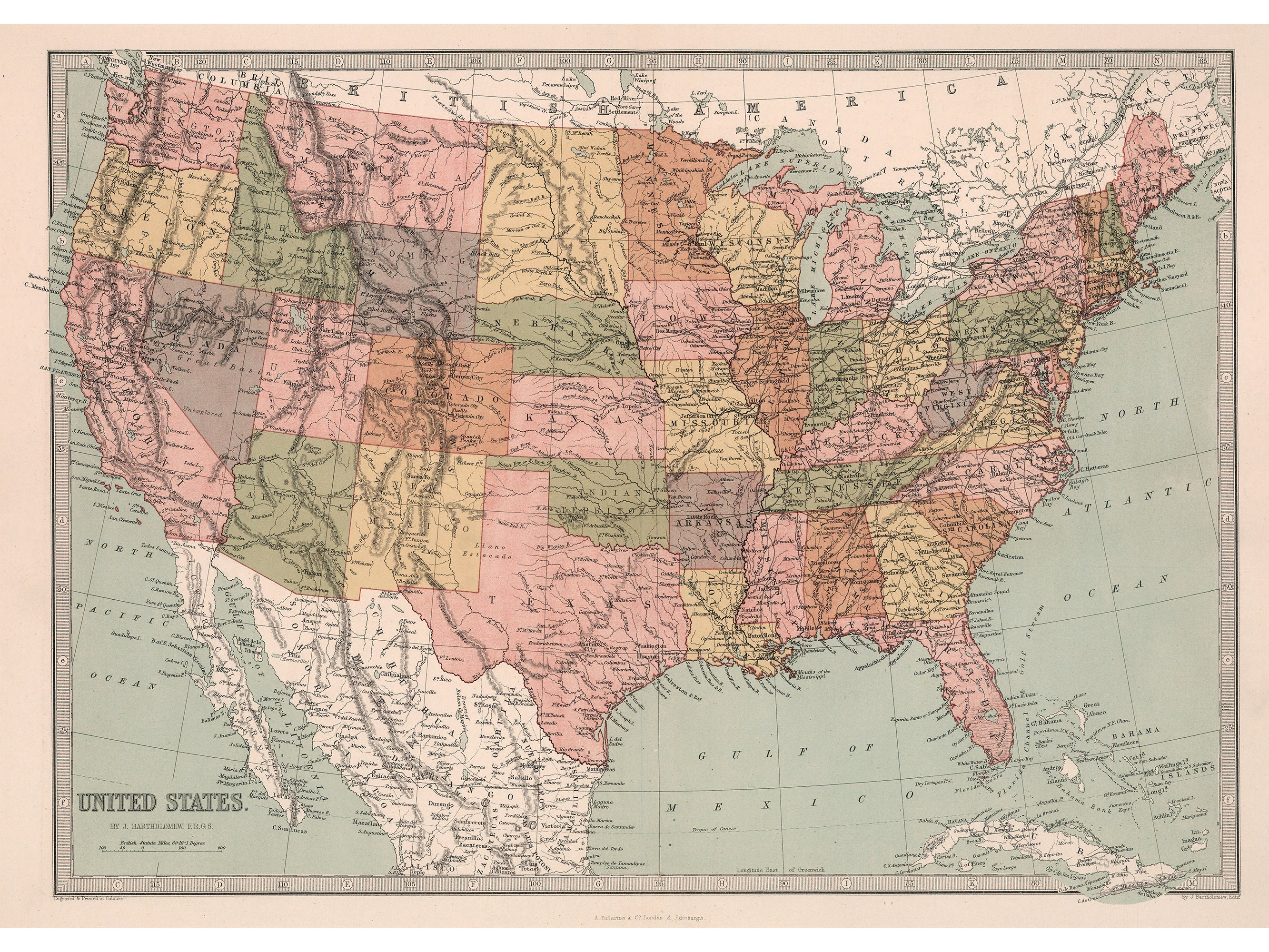 Vintage Map United States of America - Il Fullxfull.5715327570 Nvxu
