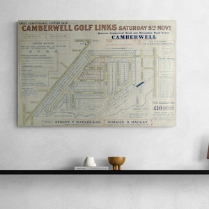 Vintage Karte Camberwell Melkenstand Map 1927 Golf Links Subdision Street Alte Karte Antiker Druck Poster Wand Kunst Retro Wohnkultur Geschenk