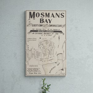 Mosmans Bay Vintage Map Landkarte 1900 Cremorne Neutral Bay Mosman Sydney Straßen Alte Karte Antiker Druck Plakat Wand Kunst Retro Wohnkultur Geschenk