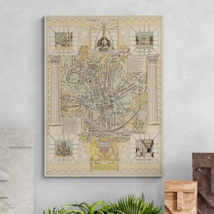 Vintage 1941 Bath England Map Print – Antike Vogelschau Poster, Illustrierte Britische Wandkunst, Retro Wohndekor, Historische Geschenkidee