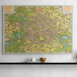 Vintage 1931 Berlin Karte Poster - Alte Vogelperspektive, antiker deutscher Druck, Retro Eisenbahn Karte, Europäische Wandkunst, Geschenk für Reisende