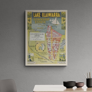 Oak Flats Lake Illawarra Yangar Point Shellharbour Wollongong Vintage Estate Sales kaart 1926 stratenplan poster kunst aan de muur Home decor cadeau
