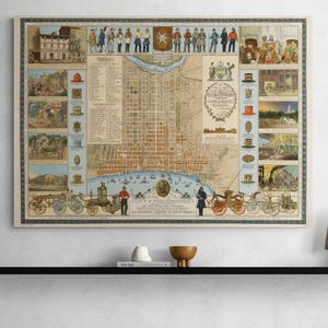 Carte vintage de 1938 des compagnies de pompiers volontaires de Philadelphie | affiche historique de brigade | Impression antique des Etats-Unis | Art mural rétro | Cadeau déco