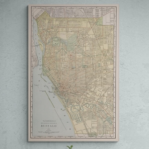 Mapa callejero vintage de Buffalo, Nueva York, 1912: póster antiguo del estado de Nueva York, arte histórico de EE. UU., decoración urbana retro, impresión de la antigua América, regalo único