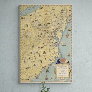 Life of George Washington Retro 1932 kaart belangrijkste evenementen geïllustreerd klaslokaal print muurkunst Amerikaanse geschiedenis woondecoratie cadeau