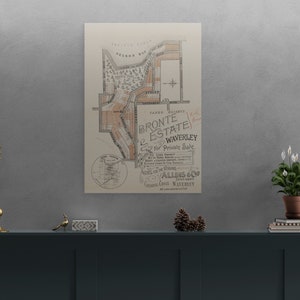 Vintage Karte Bronte Plantage Waverley Sydney Retro Verkaufsplan 1890 Straßenkarte Antiker Druck Plakat Wand Kunst Retro Wohnkultur Geschenk