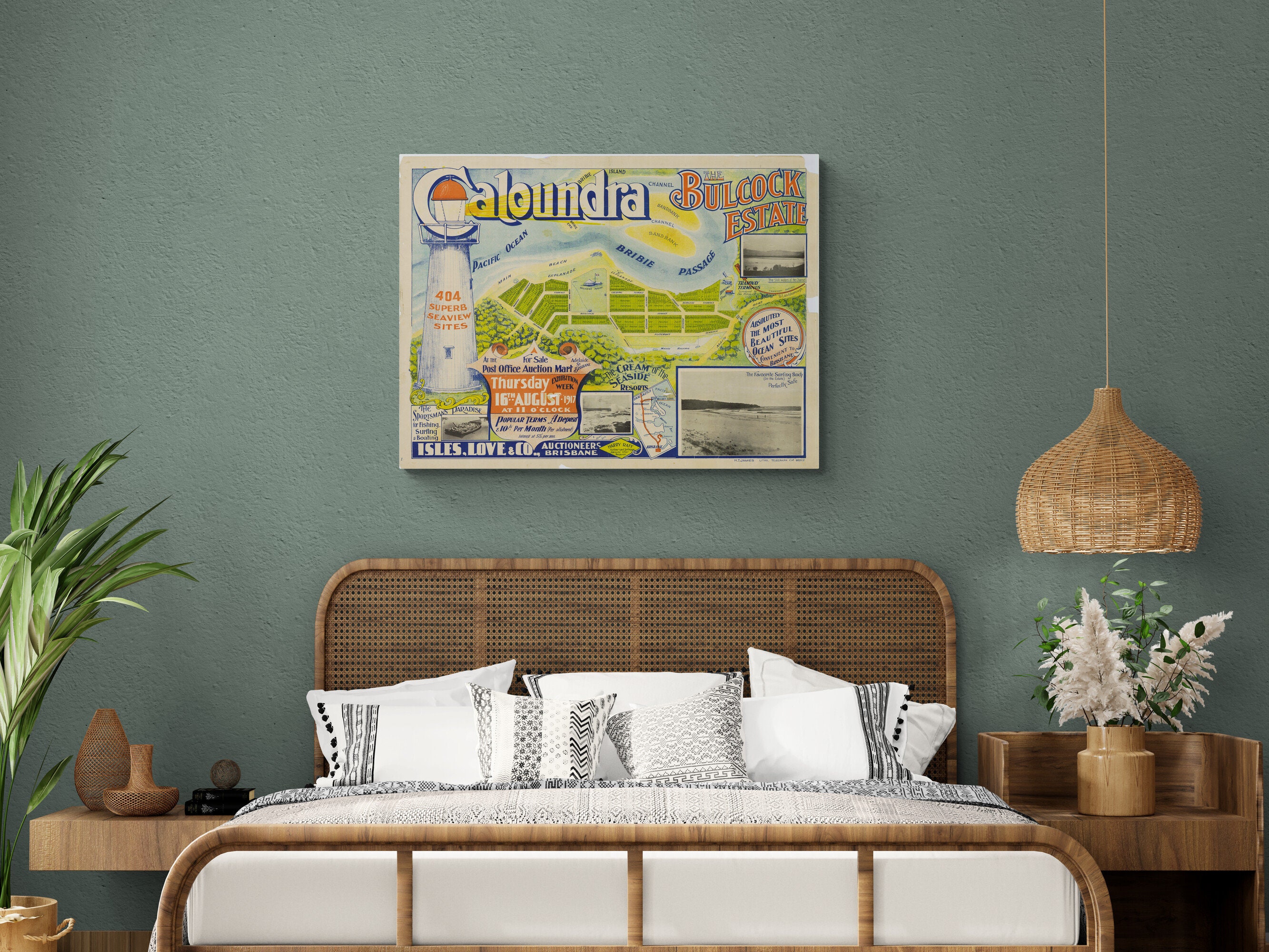 Vintage Caloundra Map Print: 1917 Bulcock Estate, Sunshine Coast - Etsy ...