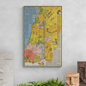 Vintage Heilige Land Karte 1941 Patriarchen zu Pauls Reise Alte Christianity Map Antike Israel Print Poster Palästina Wand Kunst Retro Home Decor