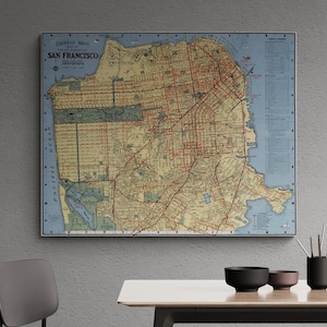 Vintage 1945 San Francisco Street Map – Old California City Directory Print, Antique Poster, Retro Tourist Map, Historic Wall Art, Home Gift