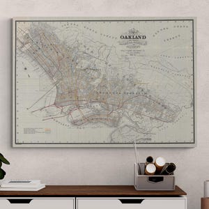 Vintage 1913 Oakland and Alameda Map Print – Antique Berkeley and Piedmont Poster, Bay Area Wall Art, Retro Home Decor, Historical Gift