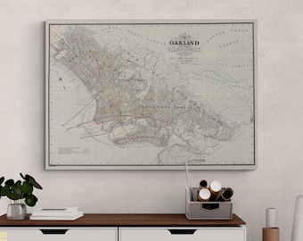 Vintage 1913 Oakland Alameda Map Print: Antique Bay Area Decor