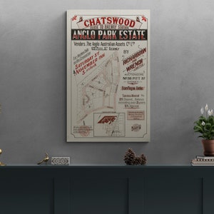 Vintage Karte Chatswood Sydney Vintage Karte 1906 Anglo Park State Straßen Alte Karte Antiker Druck Poster Wand Kunst Retro Wohnkultur Geschenk