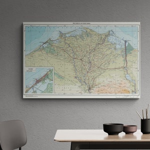 Vintage Map Nile Delta Suez Canal Alexandria 1967 Streets Old Egypt Map Antique Egyptian Print Poster Wall Art Retro Home Decor Gift