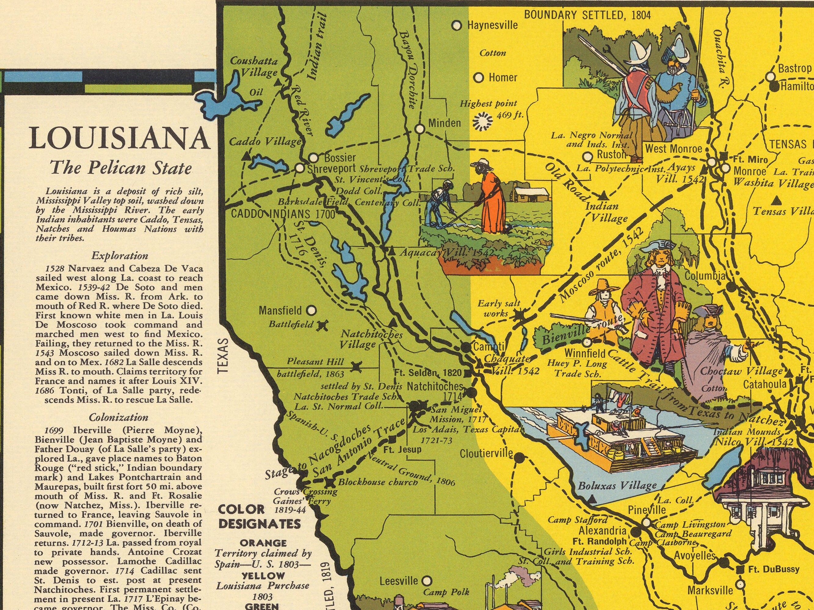 Vintage Louisiana Map 1941 Old Pictorial Map New Orleans Antique Print ...