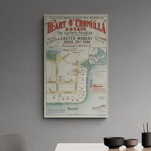 Vintage Landkarte Cronulla Sydney 1908 Gunnamatta Bay Ewos Objekt Landkarte Straßen Alte Karte Antiker Druck Poster Wand Kunst Retro Wohnkultur Geschenk