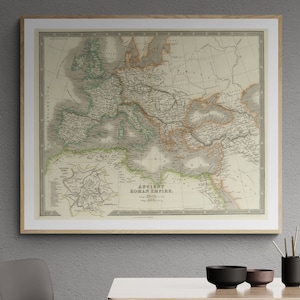 Map of Ancient Roman Empire Old Rome Map Antique Print Poster Relief Wall Art European  Retro Home Decor Gift